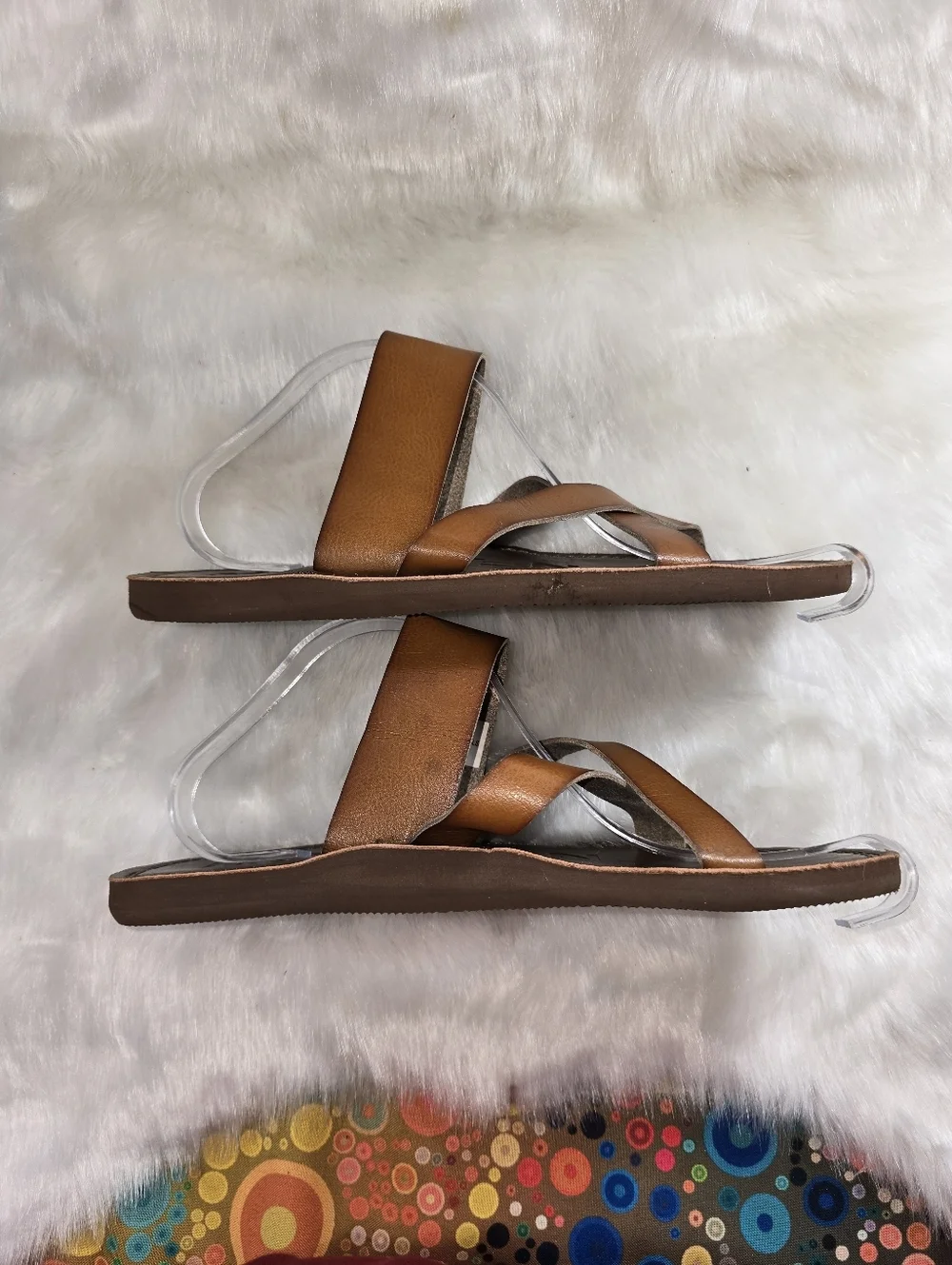 Madden M-Cross Men's Brown Leather Slide Sandals w/Casual Cross-Strap